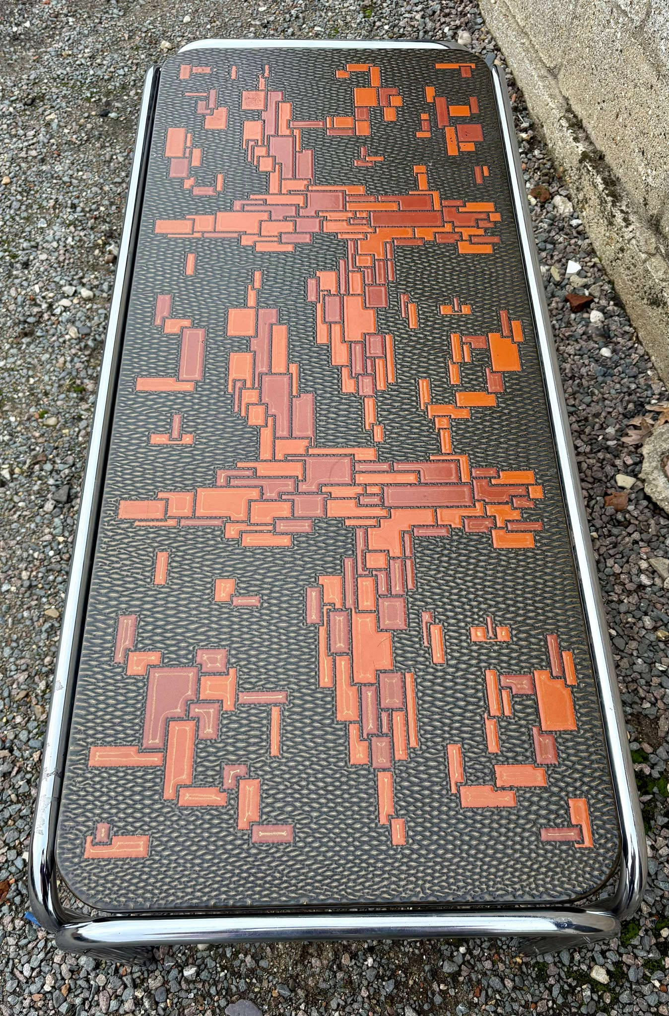 Midcentury Brutalist Roger Capron Ceramic and Chrome Coffee Table