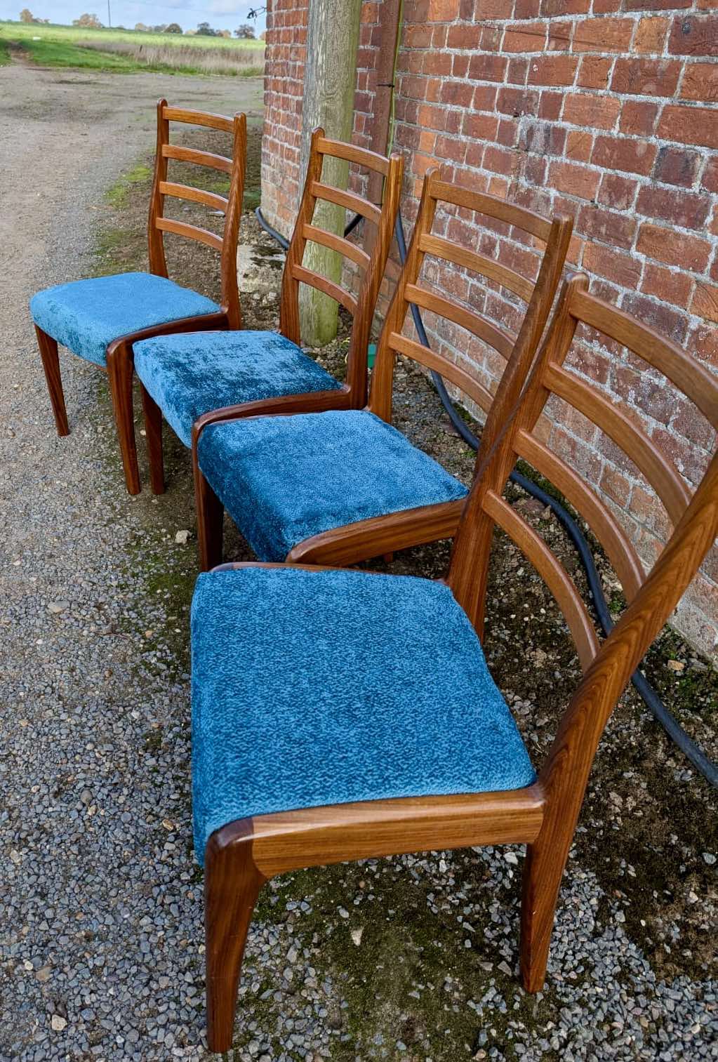4 Midcentury Retro G Plan Ladderback Dining Chairs