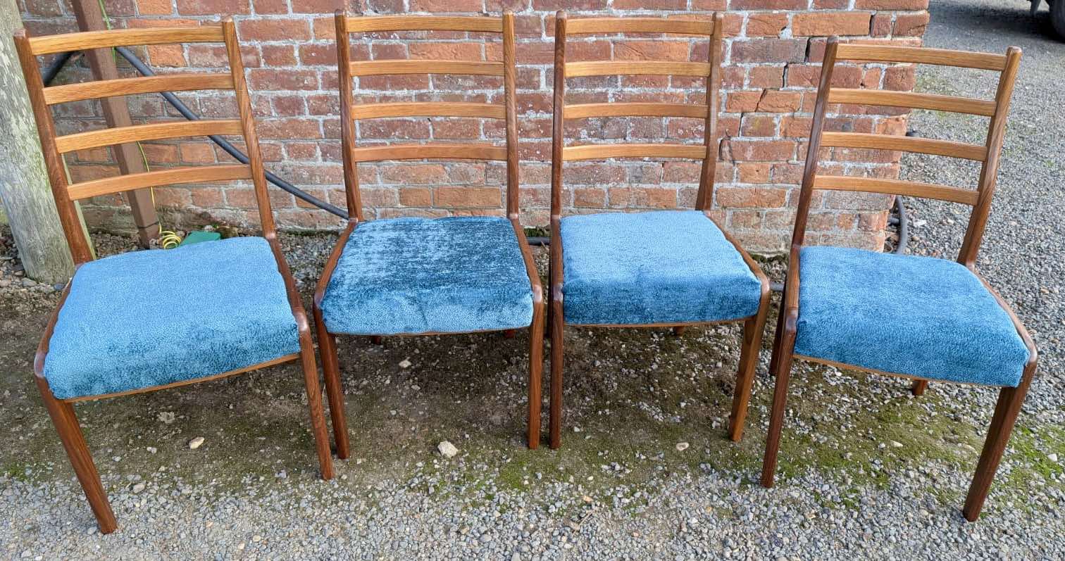 4 Midcentury Retro G Plan Ladderback Dining Chairs