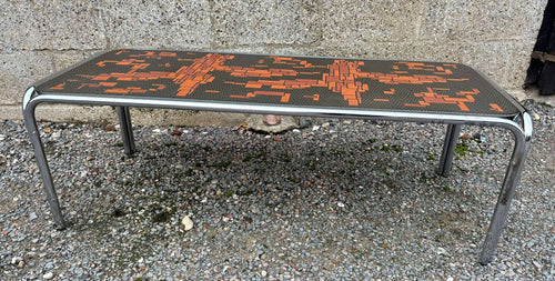 Midcentury Brutalist Roger Capron Ceramic and Chrome Coffee Table